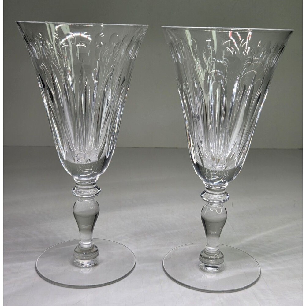 Pair Of Hawkes St George Water Goblets Glasses Wine 7" Discontinued Stem # 6030